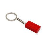 Porte-clés lego briques rouge en plastique avec anneau et chaîne métal argenté pour clés pratique