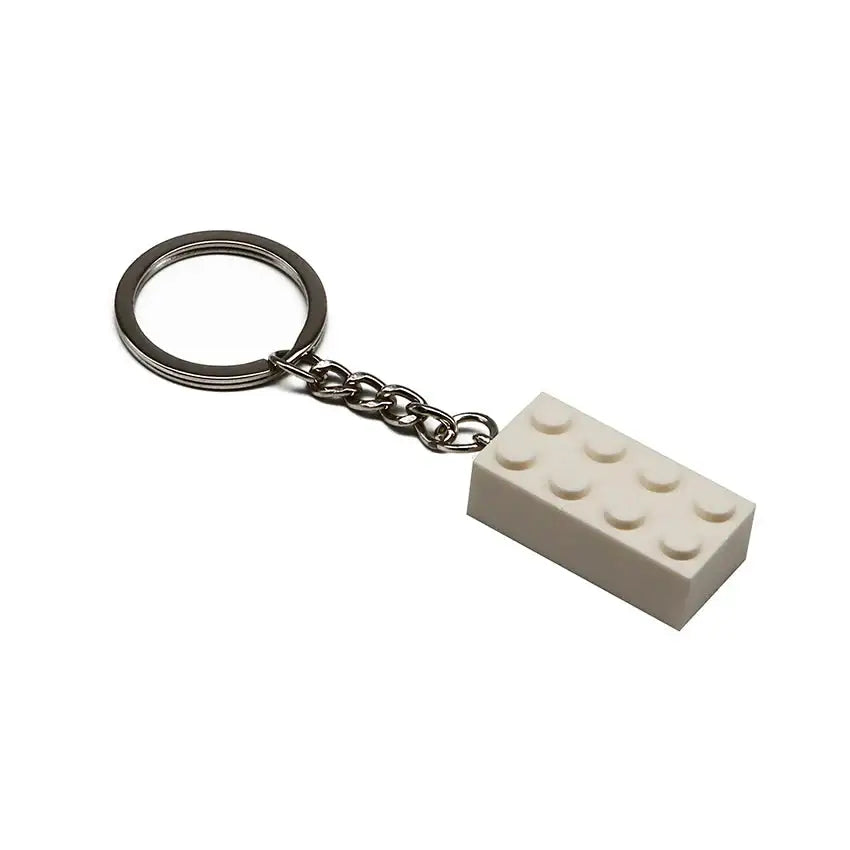 Off-white porte-clés lego briques en plastique avec anneau et chaîne métallique argentée pour clés