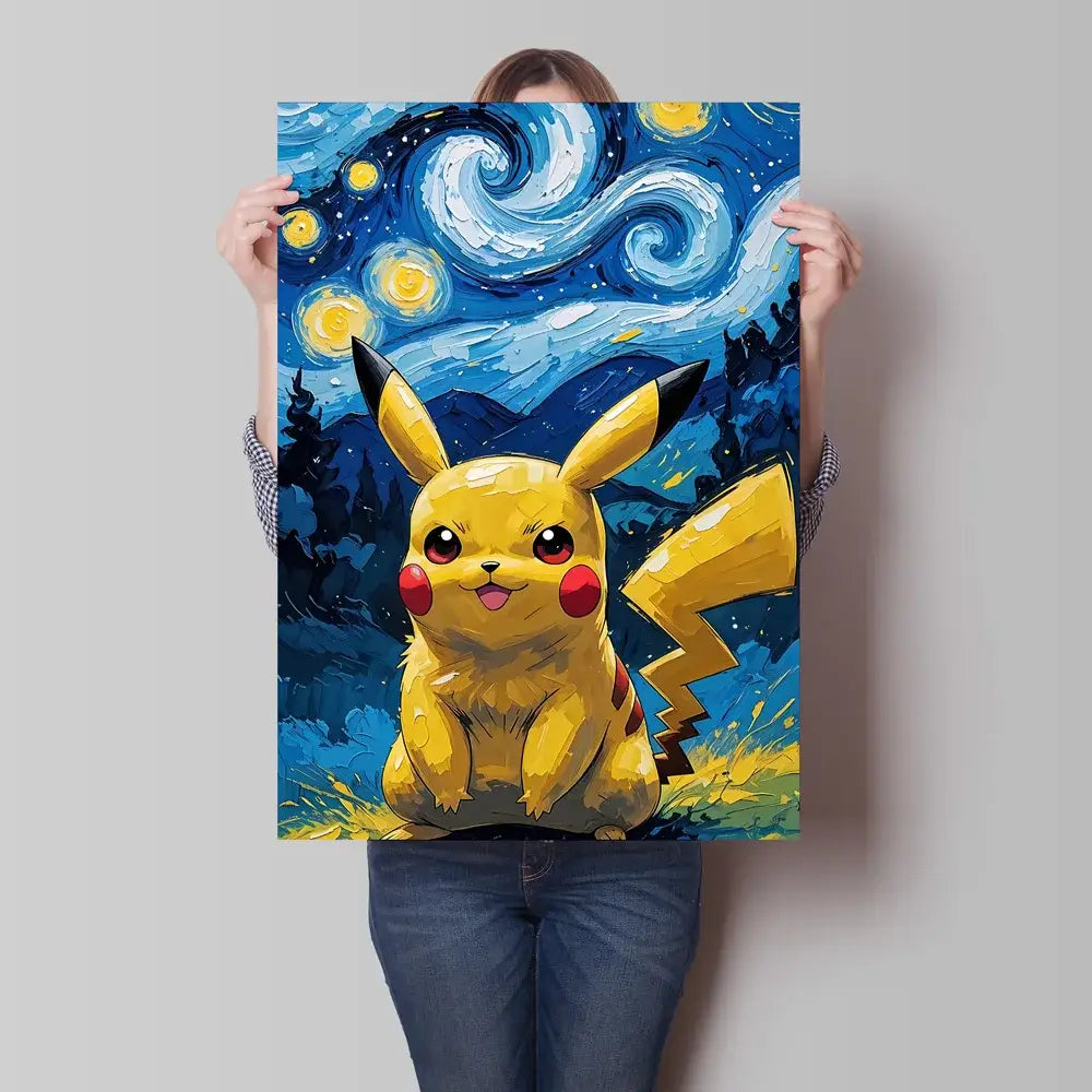 Pikachu Snorlax Van Gogh Poster