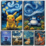 Pikachu Snorlax Van Gogh Poster