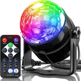 Projecteur lumière fête avec boule disco noire en verre facetté arc-en-ciel et télécommande pour un événement inoubliable