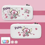 Étui nintendo switch stitch blanc à motifs cartoon roses et gris facile à installer pour protection nintendo switch