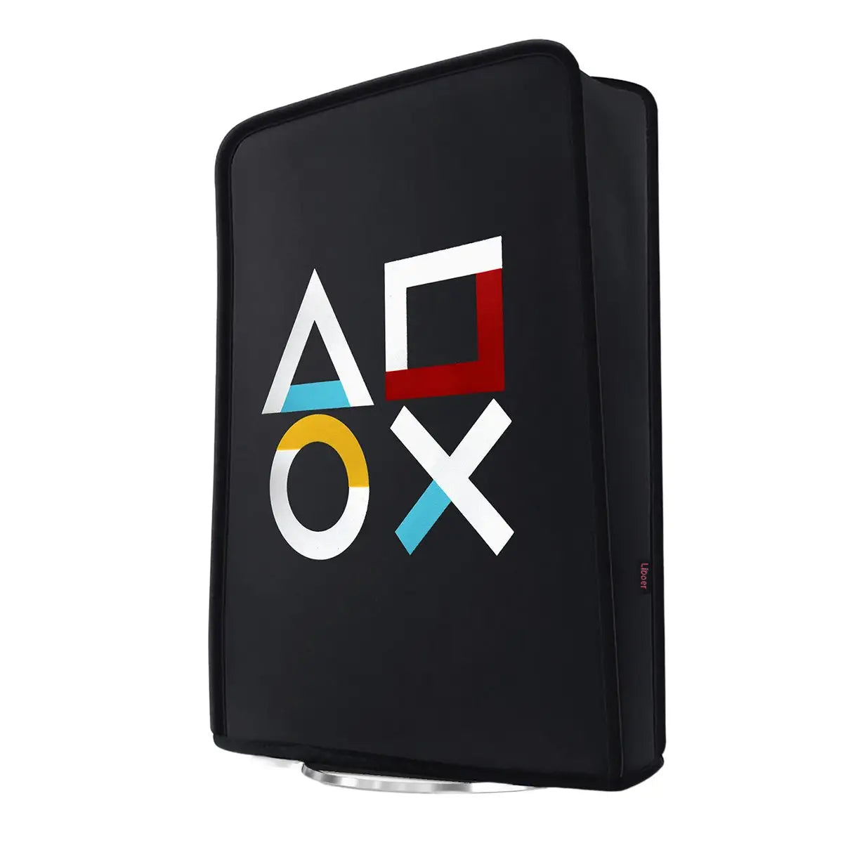 Housse imperméable noire pour protection console ps5 slim avec boutons ps blanc rouge et bleu iconiques