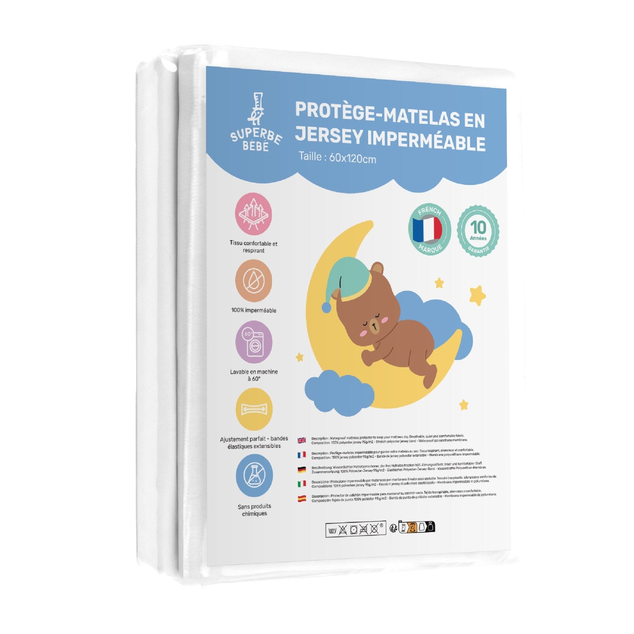 Protège matelas imperméable pour lit bébé