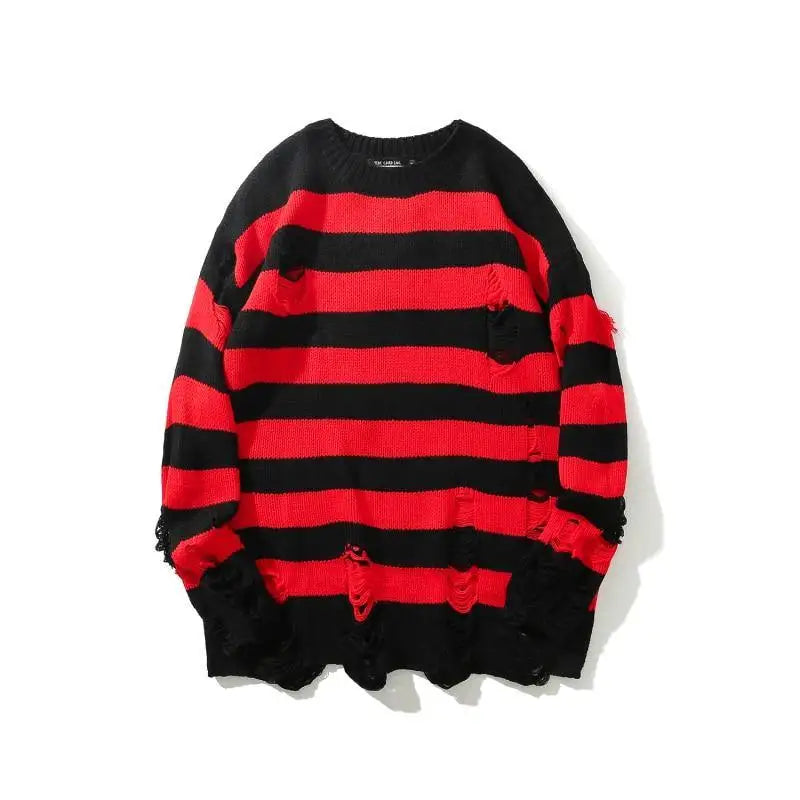 Pull Cosplay Freddy Krueger en pull rayé rouge et noir usé