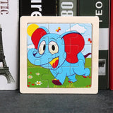Puzzle bois pédagogique bébé avec éléphant bleu coloré pour motricité fine des petites mains en plein air