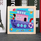 Puzzle bois pédagogique bébé en bois coloré illustrant un bateau avec un enfant pour motricité fine petites mains