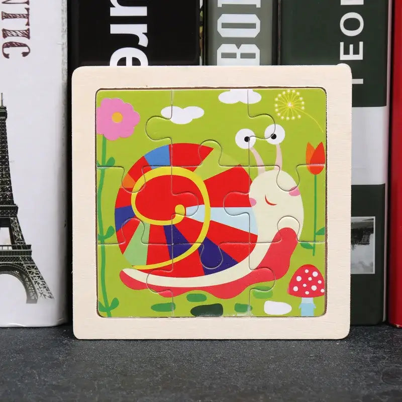 Puzzle bois pédagogique bébé avec puzzle coloré en bois d escargot à coquille arc-en-ciel pour motricité fine petites mains