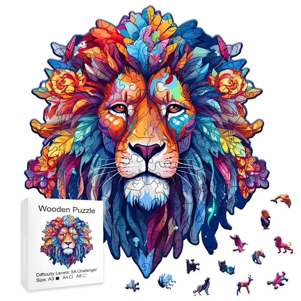 Wooden Animal Puzzle Lion Head