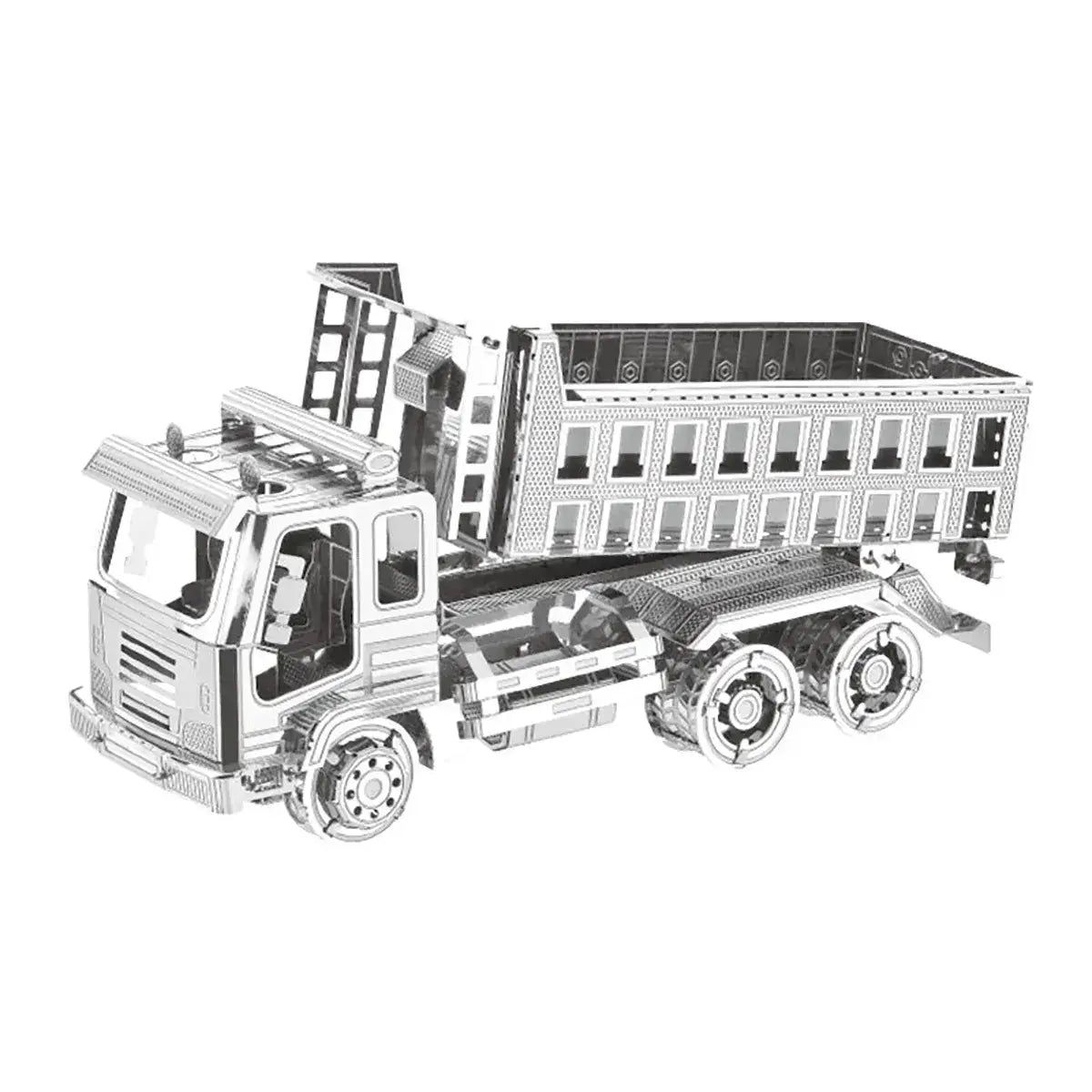 Puzzle métal camion benne argent métallique avec design original et expérience captivante en modèle 3D détaillé