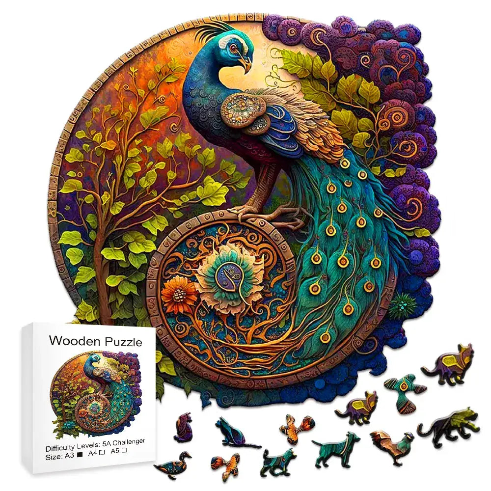 Peacock Round Wooden Puzzle