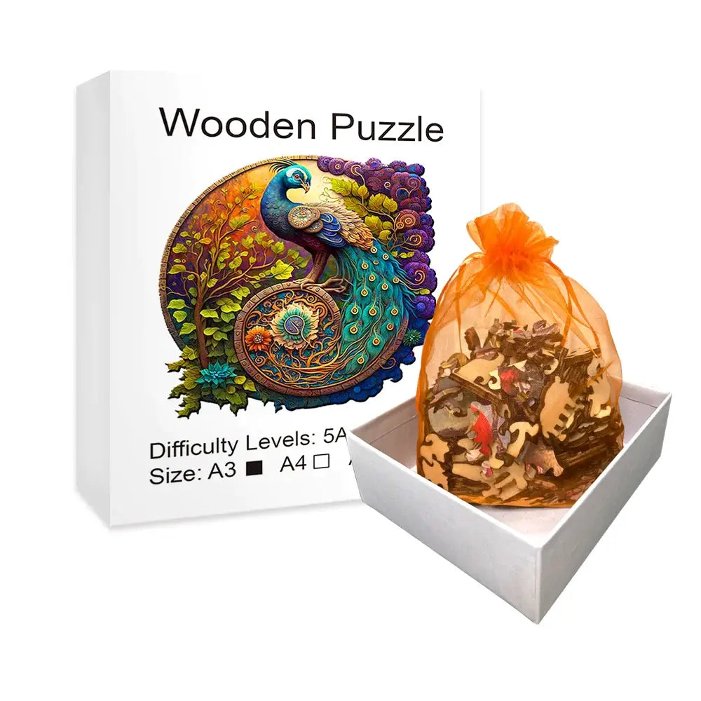 Peacock Round Wooden Puzzle