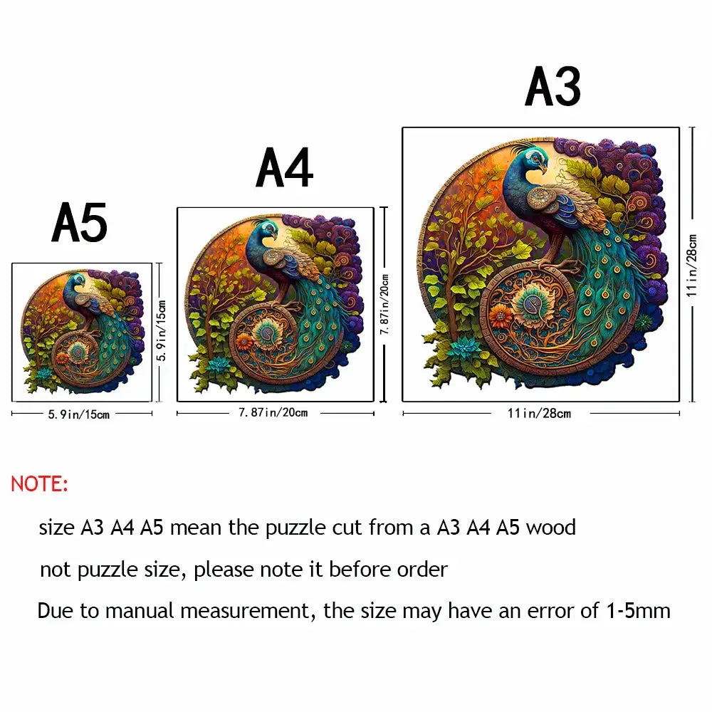 Peacock Round Wooden Puzzle