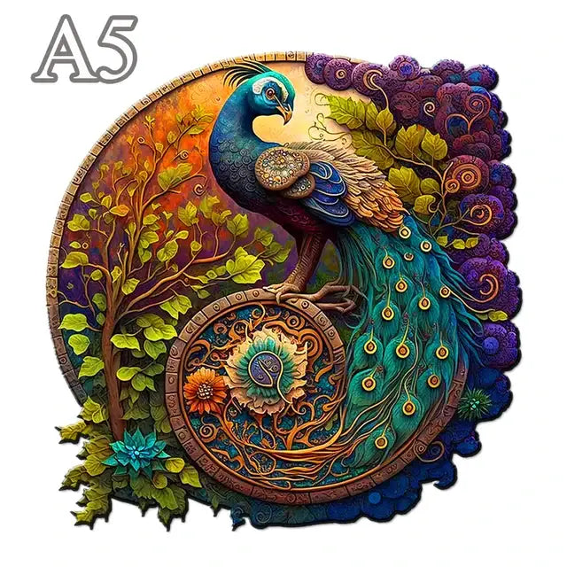 Peacock Round Wooden Puzzle
