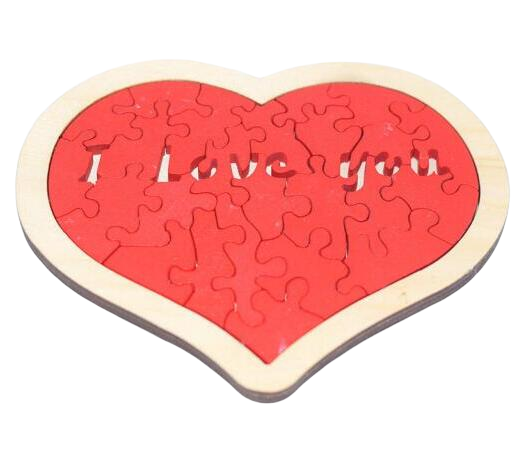 Casse-tête en Bois Puzzle Cœur Amour style Tangram