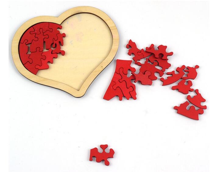 Casse-tête en Bois Puzzle Cœur Amour style Tangram