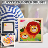 Puzzle Bois Bébé 11x11cm - Dans la Jungle