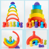 MontessoriArc™ Blocchi Impilabili ad Arcobaleno in Legno (Set Creativo)
