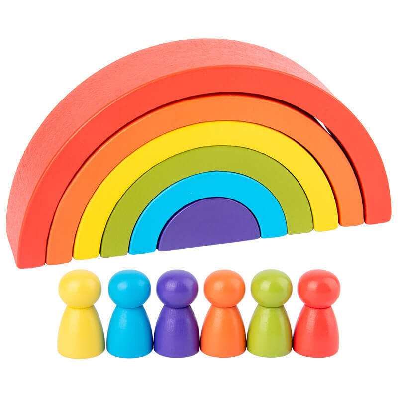 MontessoriArc™ Blocchi Impilabili ad Arcobaleno in Legno (Set Creativo)