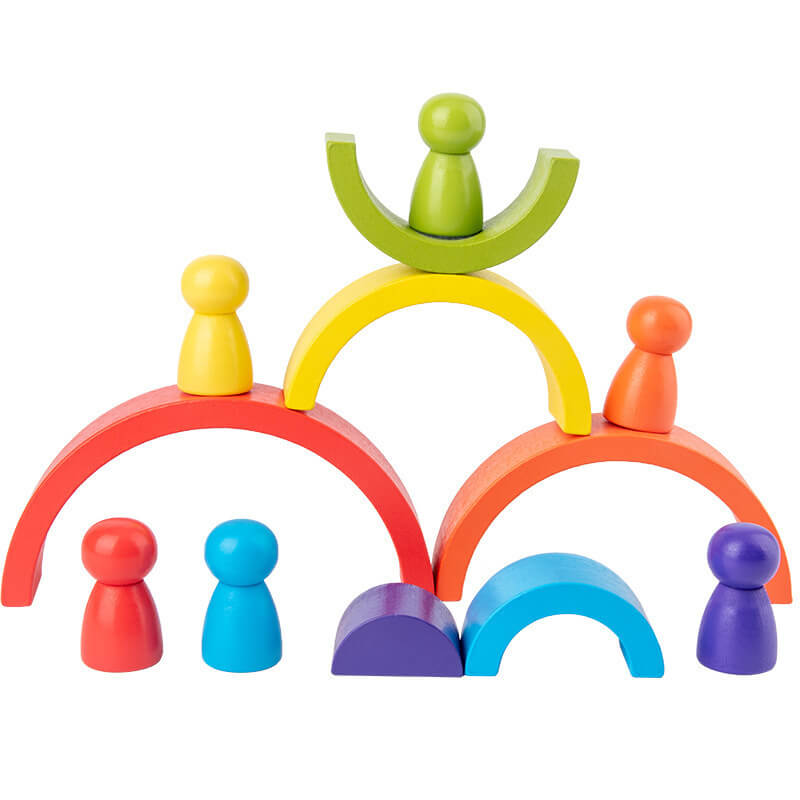 MontessoriArc™ Blocchi Impilabili ad Arcobaleno in Legno (Set Creativo)