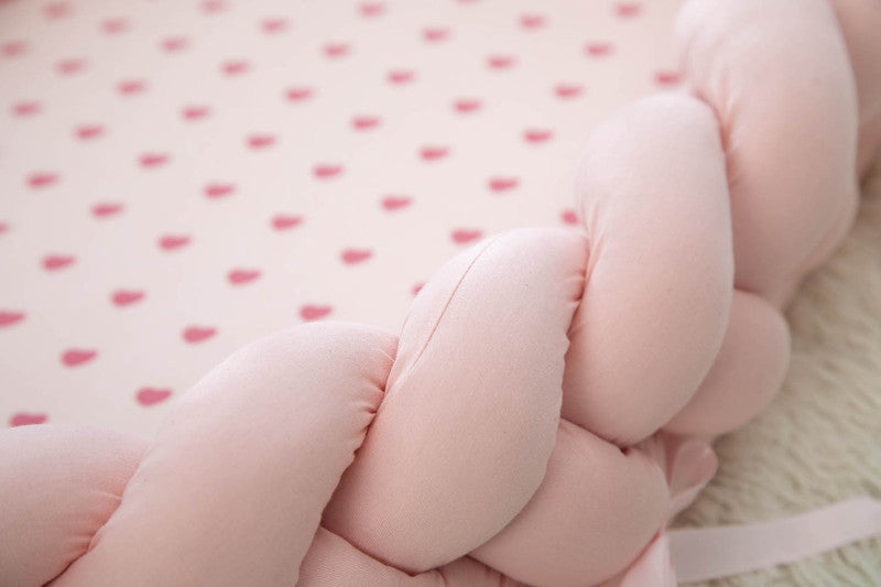 Braided Cot Bumper - Pink - Estherbebe