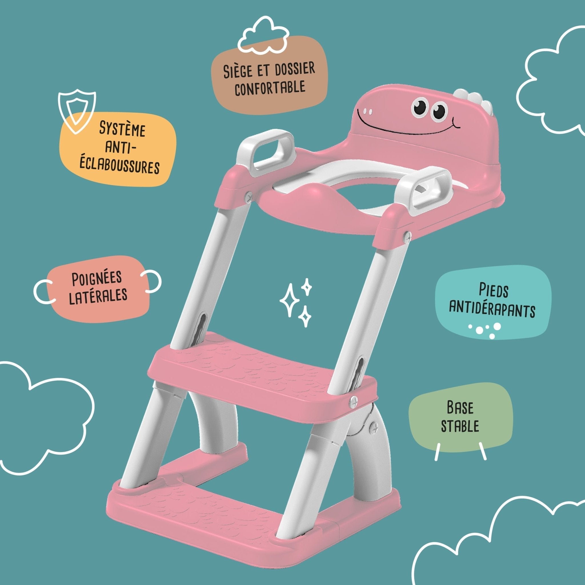 Réducteur de toilette DINO avec marche pliable