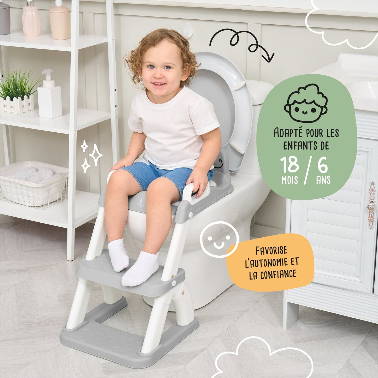 Réducteur de toilette DINO avec marche pliable