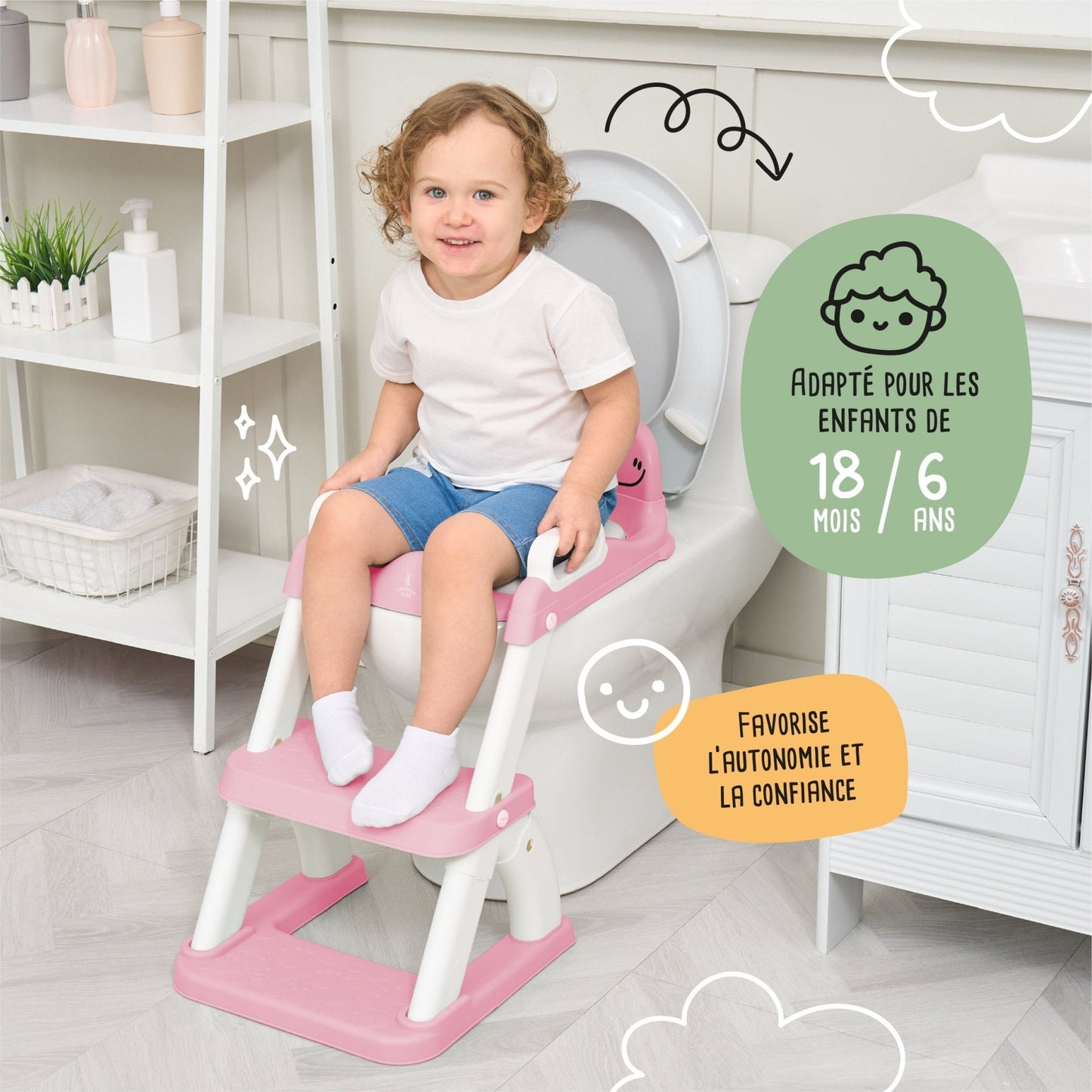 Réducteur de toilette DINO avec marche pliable