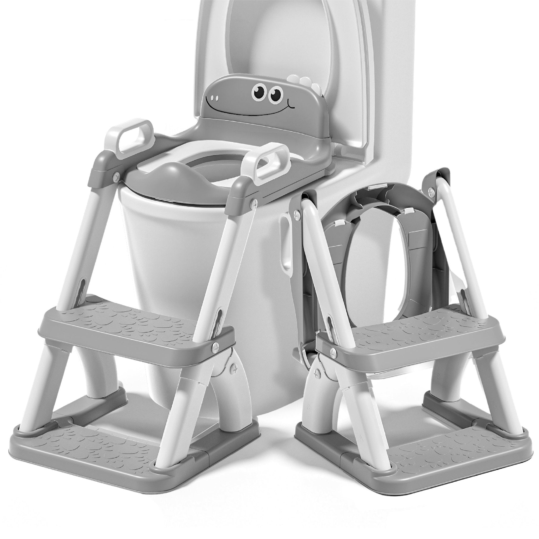 Réducteur de toilette DINO avec marche pliable#couleur_grey