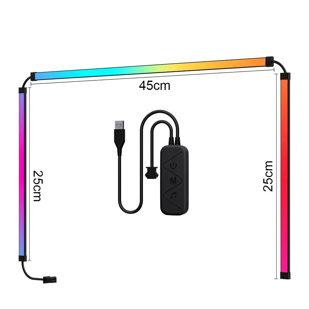 Rétroéclairage tv led de 45 cm avec module de contrôle noir et câble usb pour rétroéclairage tv samsung et écran pc