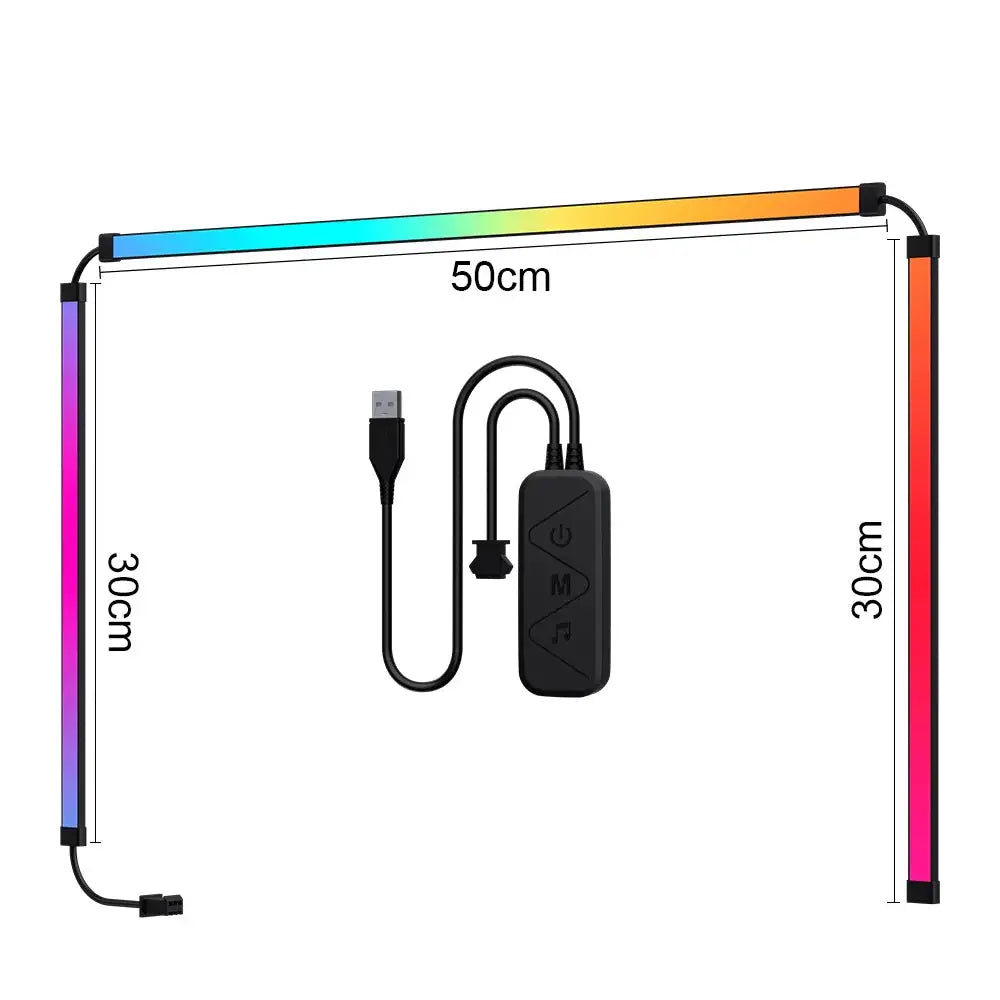 Rétroéclairage tv led de 50 cm avec module de contrôle noir usb affichant des couleurs arc-en-ciel pour tv samsung et écran pc
