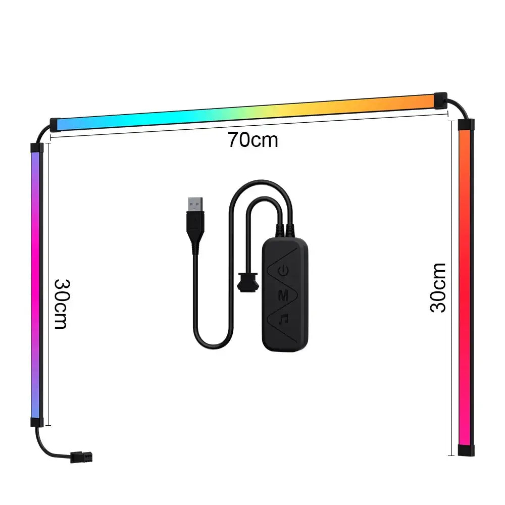 Rétroéclairage tv led 70cm avec module de contrôle noir et câble usb pour écran pc et tv samsung