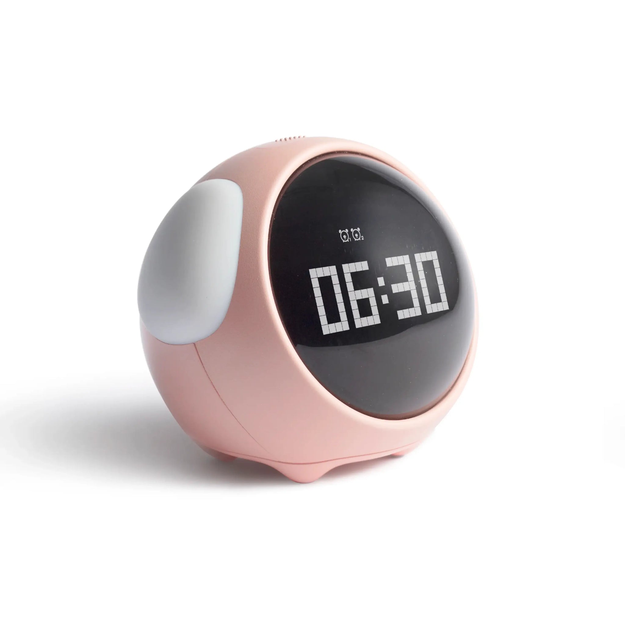Réveil enfant numérique mignon pastel rose avec écran led noir mode nuit automatique affichant 06 30