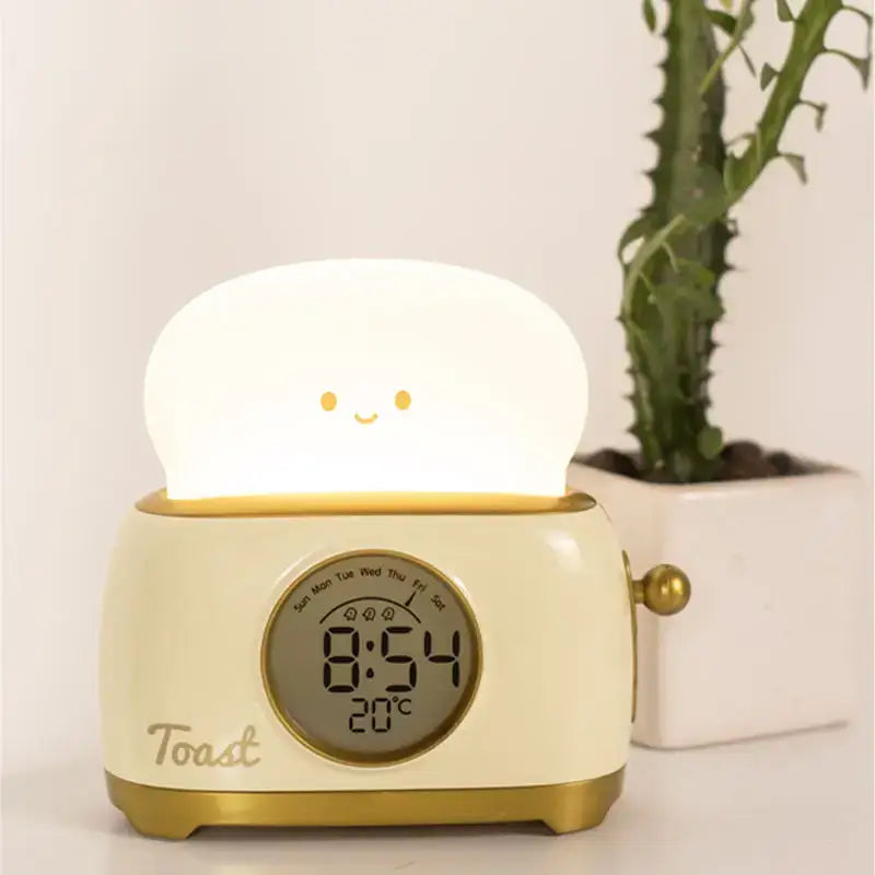 Toaster-shaped digital alarm clock