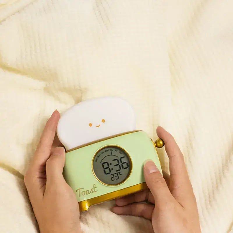 Toaster-shaped digital alarm clock