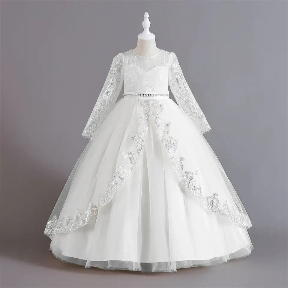 Long Sleeve Lace Prom Dress for Kids