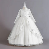 Long Sleeve Lace Prom Dress for Kids