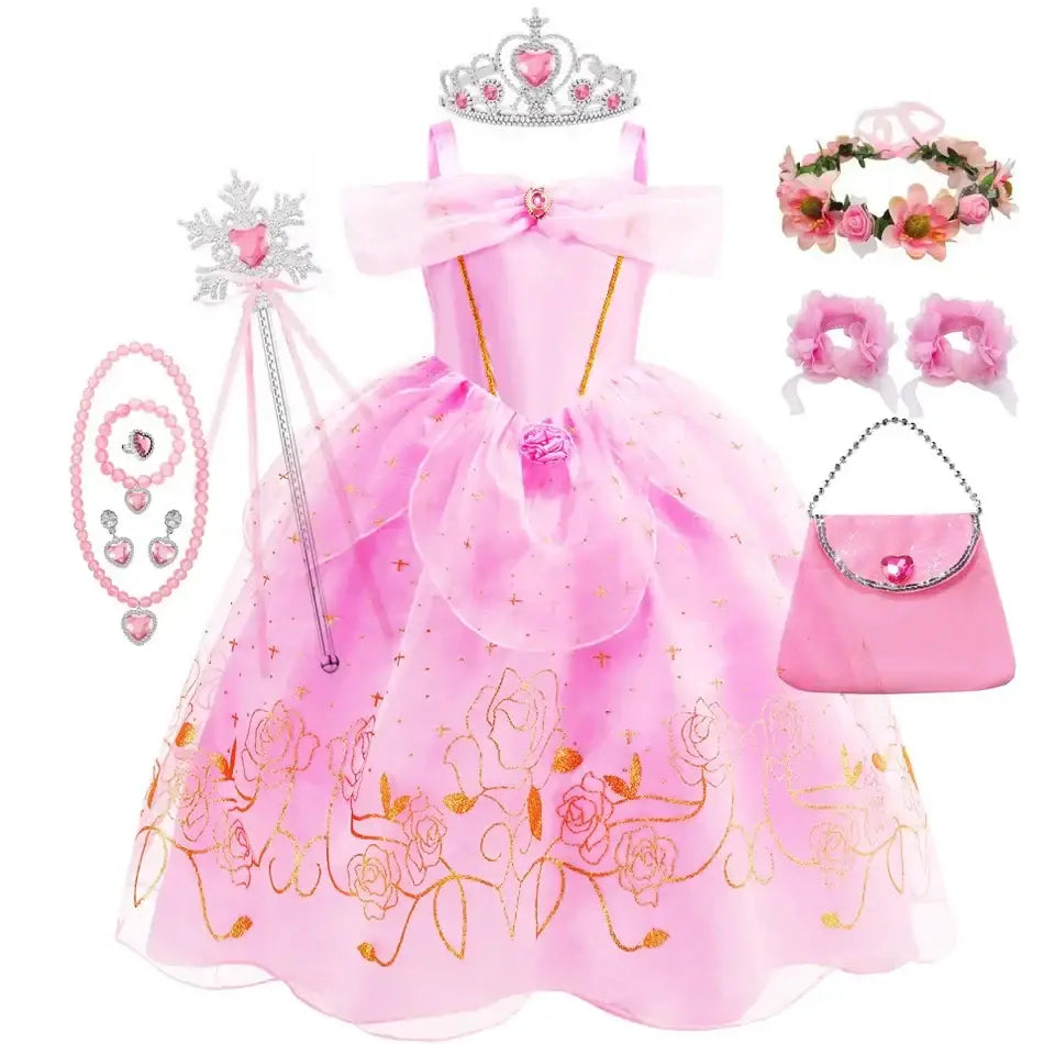 Robe Princesse Aurore avec accessoires pour une princesse aurore élégante