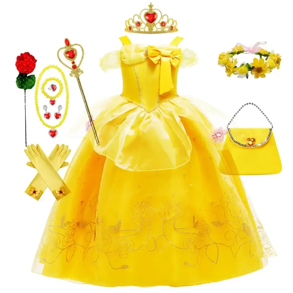 Robe Princesse Belle Cosplay La Belle et la Bête avec accessoires élégants