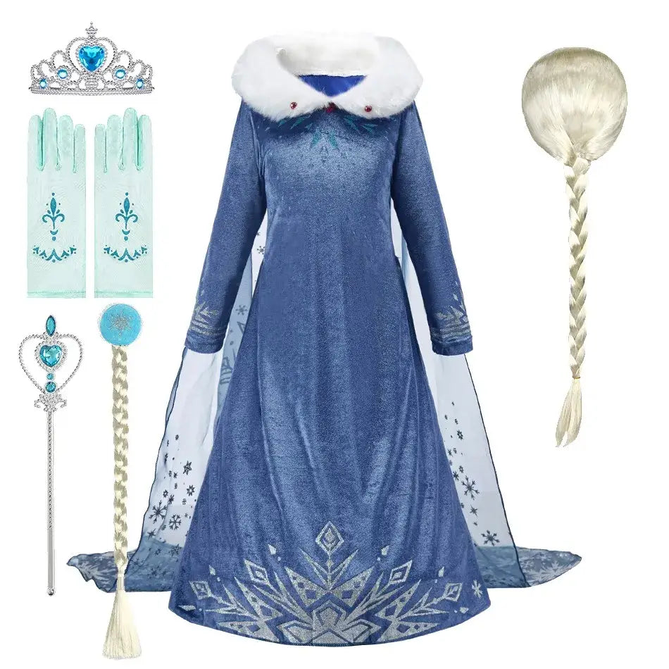 Costume set de Robe Princesse Elsa pour les fans d’Elsa de La Reine des Neiges