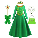Costume Robe Princesse Fiona verte inspirée de Shrek pour enfants et adultes