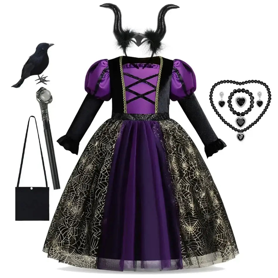 Robe Princesse Gothic Halloween avec accessoires inspirés de Maléfique