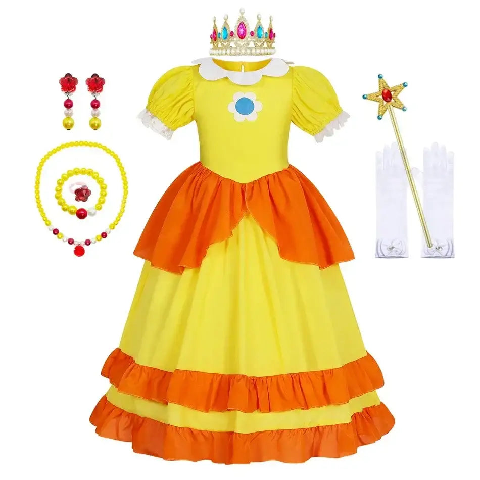 Costume de Princesse Daisy avec accessoires pour Robe Princesse Rosalina