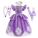 Robe Princesse Sofia Disney avec accessoires, idéale pour les petites princesses