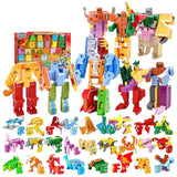 Une collection vibrante de robots alphabet transformables colorés en plastique morphant en personnages et animaux uniques
