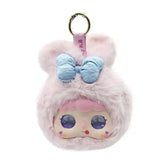 Robot en peluche intelligent IA en forme de lapin rose avec nœud bleu clair et yeux violets, peluche intelligente robot bébé