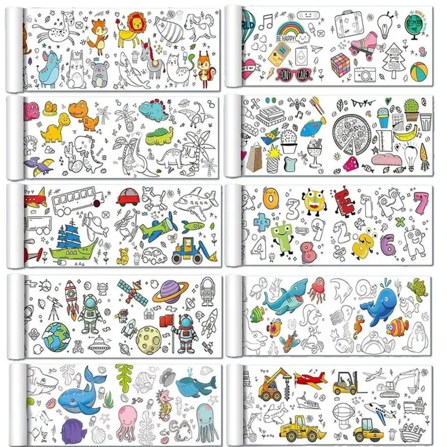 Rouleaux de dessin pour enfants avec motifs variés en noir et blanc pour déguisement carnaval et magasins de jouets