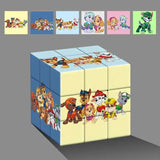 Rubik’s cube pat patrouille 3x3 coloré avec personnages paw patrol, bleu et jaune, version jeux et rubik’s cube original