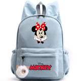 Sac à dos disney minnie mouse bleu clair avec oreilles de lapin bow rouge à pois et compagnon idéal avec nombreux compartiments