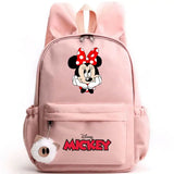 Sac à dos disney minnie mouse rose avec nœud rouge à pois et logo mickey brodé, compagnon idéal avec nombreux compartiments
